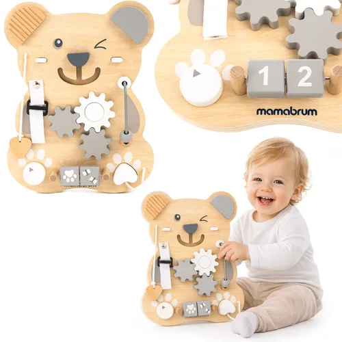 Mamabrum Motorikbrett 10in1 Montessori Busy Board Holz