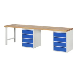 Rau Werkbank 7509A8 mit 8 Schubladen - Robuste Werkbank 3000x700x840mm, ideal für die professionelle Werkstatt mit viel Stauraum durch 8 praktische Schubladen.