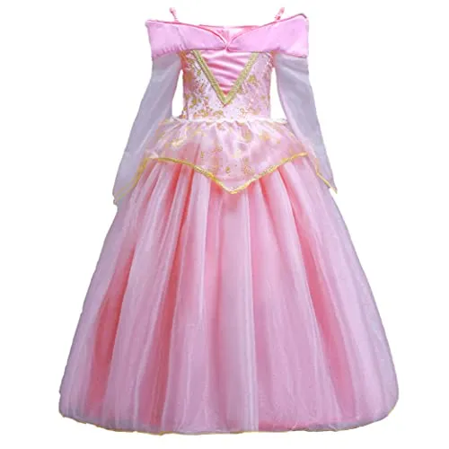 ELSA & ANNA Prinzessin Kleid Mädchen – Eiskönigin – Prinzessinnenkostüm – Mädchen Kleid für Partys, Geburtstage, Fasching, Karneval und Halloween – Prinzessin Kostüm Mädchen – 8-9 Jahre (SLP01)