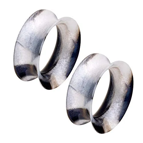 Piercingfaktor Flesh Tunnel Ohr Plug Piercing Creole Ohrring Ohrpiercing Tribal extra flexibel Weich Paar zweifarbig Schimmer Set Grau Schwarz 8mm
