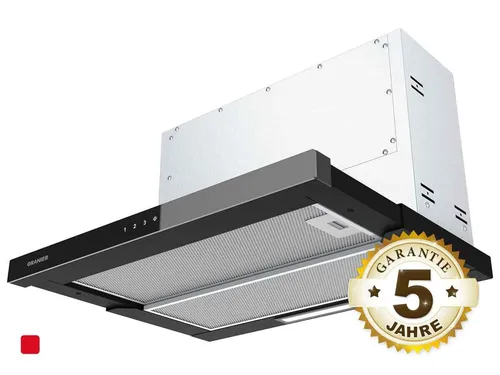 Oranier FLA660 Flachschirmhaube 60 cm Schwarz - Dunstabzugshaube in elegantem Schwarz, ideal für moderne Küchen. Hohe Luftleistung von 303 m³/h sorgt für frische Luft beim Kochen.
