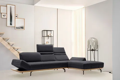Creation BY ROLF BENZ Ecksofa CR.420, Designecksofa, L-Form, in 2 Qualitäten, Holzrahmen in Eiche Natur oder Nußbaum, Breite 293 cm