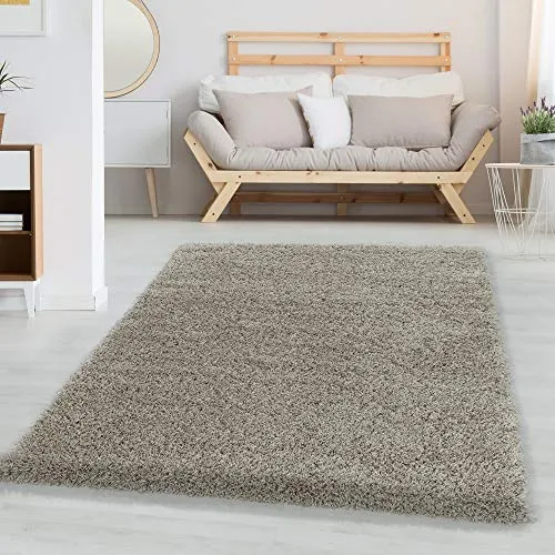 Carpetsale24 Shaggy Hochflor Teppich Läufer Flur 60 x 110 cm Naturfarbe - Weicher, Flauschiger Teppich Wohnzimmer – Moderner, Rutschfester Badezimmerteppich & Küchenläufer, Bettvorleger Schlafzimmer