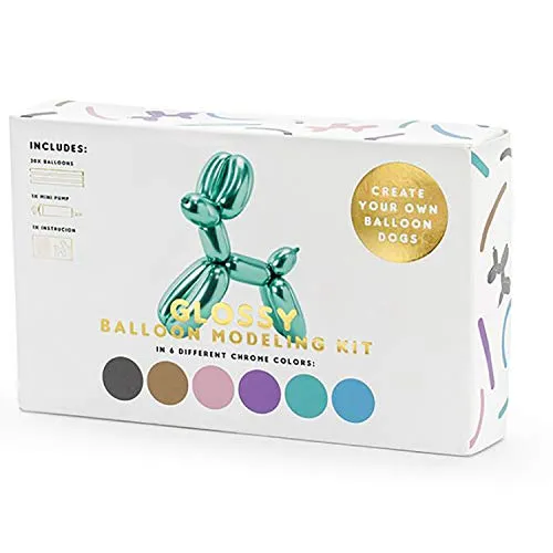 PartyDeco Glänzende Glossy Modellierballons 130cm mit Pumpe 30 Stk. Blau, Roségold, Grün, Schwarz, Gold, Violett Modellierung für Animatoren Clown Geburtstagsfest