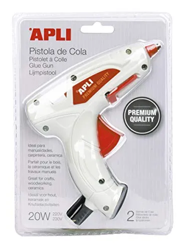 Apli 016668 Heißklebepistole Premium + 2 Stäbe, 20 W, Weiß
