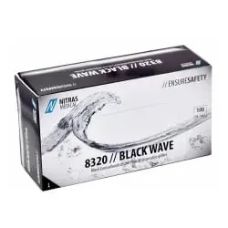 NITRAS BLACK WAVE Nitril Einmalhandschuhe, schwarz 8320-L , 1 Packung = 100 Stück, Größe L