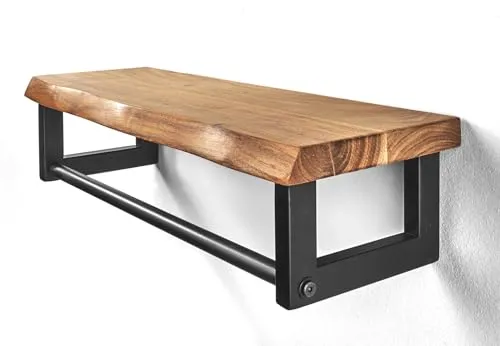 Kobolo Garderobenständer Wandgarderobe aus Metall und Holz - Kleiderständer mit stilvollem Design, kombiniert hochwertiges Metall und warmes Akazienholz, bietet Platz für Jacken und Accessoires und wertet Ihren Eingangsbereich auf.