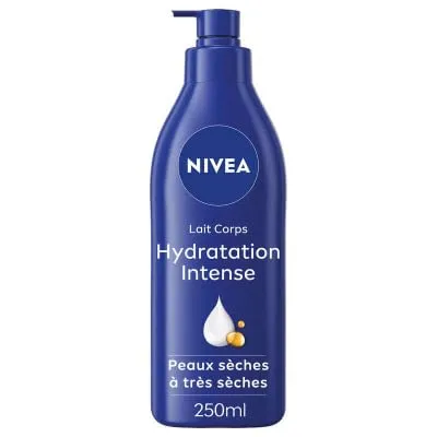 NIVEA Körpermilch Feuchtigkeitsspendend Intense 72H (1 x 250 ml) – Nährende Milch mit reiner Hyaluronsäure & Süßmandelöl – Feuchtigkeitscreme Körper für trockene bis sehr trockene Haut