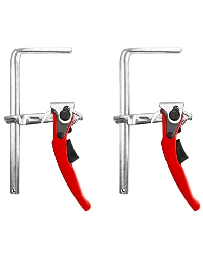 QWORK® Zwinge, Tischzwinge, Hebelzwinge, Schnellspanner mit 160mm Kapazität und 60mm Kehlentiefe zum Schleifen, Schneiden, 2 Stück