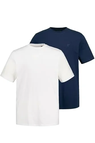 JP 1880 Herren T-Shirts Übergrößen 2er-Pack Nachtblau L-8XL - Praktisches Spar-Pack mit 2 Basic T-Shirts in Übergrößen bis 8XL. Rundhalsausschnitt, Halbarm und geprüft nach OEKO-TEX Standard 100 für geprüfte Qualität.