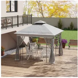 Outsunny Gartenpavillon mit Doppeldach 3x3 m – Stabil & Wasserabweisend