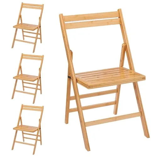 Spetebo Bambus Klappstuhl Natur - 4er Set, belastbar bis 120 kg - FSC-zertifizierte Klappstühle aus Bambus, ideal für den Innenbereich. Hochwertig und stabil, maximale Belastbarkeit bis 120 kg. Perfekt für Küche oder Esszimmer!