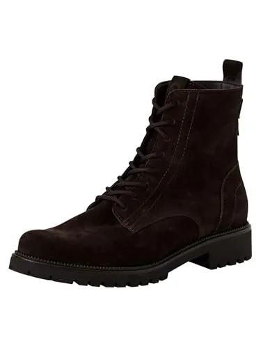 Schnürstiefelette TAMARIS, Damen, Gr. 41, dunkelbraun - Wanderschuhe, klassische Schnürstiefelette aus wärmendem Veloursleder mit bequemem Blockabsatz und Dämpfungstechnologie für optimalen Tragekomfort.