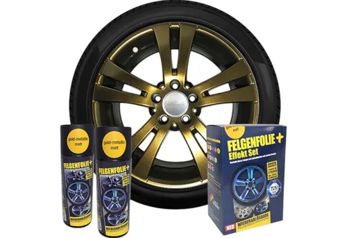 mibenco Felgenaufkleber mibenco Felgenfolie + Effekt Set 2×400 ml Gold Metallic – Sprühfolie