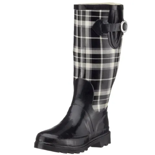 Beck Damen Gummistiefel Pepita - Schwarz, Größe 36 - Wanderschuhe mit trendigem Karo-Muster, wasserdicht und bequem durch Textil-Innenfutter, ideal für regnerische Tage.