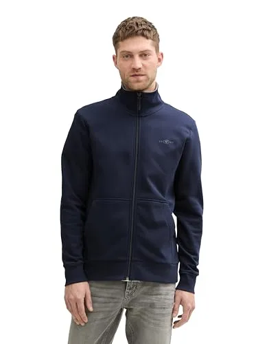 TOM TAILOR Cardigan Sweatjacke mit Reißverschluss - Herren-Sweatjacke mit windabweisendem Material und praktischem Stehkragen für optimalen Komfort und Style.