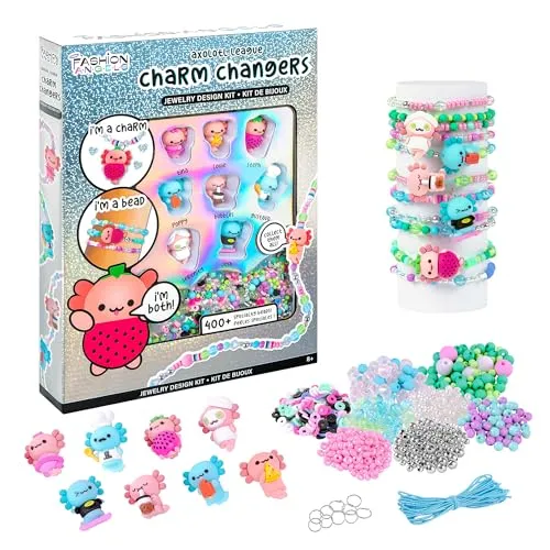 Fashion Angels Basic Fun Charm Changers Axolotl League – DIY Schmuckset für kreative Mädchen ab 6 Jahren