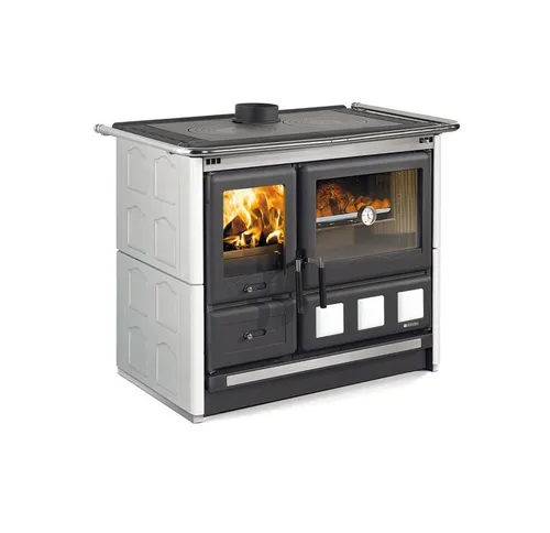 LA NORDICA Küchenherd ROSA XXL 5.0 MAIOLICA weiß 11kW - Herd für Holzfeuerung, 11kW Leistung, ideal für gemütliche Küchen und effizientes Kochen mit Holz.