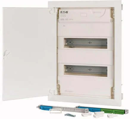 Eaton KLV-24HWP-F 178808 Hohlwand Kleinverteiler 2-reihig 24TE - Hohlwand-Kleinverteiler der zweiten Generation, robustes Kunststoffgehäuse mit plombierbarer Stahlblechtür, ideal für professionelle Elektroinstallationen.
