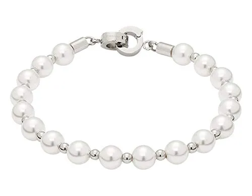 Jewels by Leonardo Damen Armband Signora Darlin's - Elegante Imitationsperle in Silber - Armbänder für Damen, mit zart schimmernden Muschelperlen und Clip-Verschluss, ideal als individuelles Geschenk in einem stilvollen Samtbeutel.