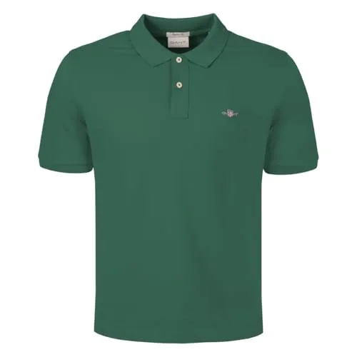 GANT Herren Poloshirt Reg Shield SS Pique Dunkelgruen S - Hochwertiges Poloshirt aus strapazierfähigem Baumwollgewebe. Mit klassischem Polokragen, Logostickerei und kurzen Seitenschlitzen für optimalen Tragekomfort im Alltag.