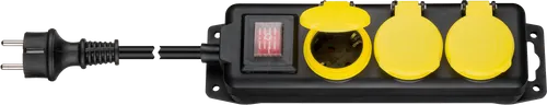 GB 45193 - Steckdosenleiste, 3-fach, 3,0 m, mit Schalter, IP44, schwarz