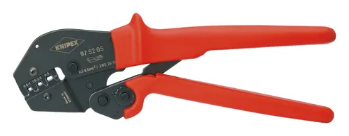 Knipex 97 52 05 Crimpzange für unisolierte Steckverbinder - Hochwertige Crimpzange für lötfreie Verbindungen, 30% weniger Handkraft und präzise Crimpqualität durch innovative Hebelübersetzung. Ideal für Elektroprojekte.