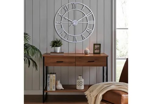 Samilito Vintage Wanduhr Rund mit 2cm Dickem Rahmen - Wanduhren im Vintage-Stil mit leisen Quarzwerk, ideal für ruhige Räume. Robuster Rahmen und römische Ziffern sorgen für eine elegante Optik.