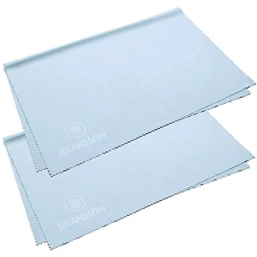 BRANDSON Brillenputztücher XXL (40x30 cm, hellblau, 2 Stück) Brillen Mikrofasertuch groß, waschbar - Mikrofaser Brillentücher, Reinigungstücher für Brille Handy Display etc.