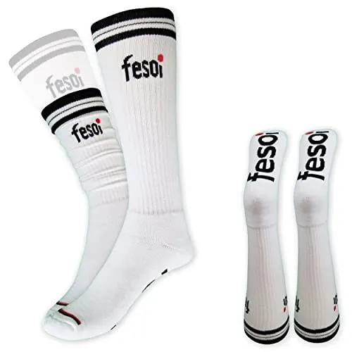 fesoi hohe Sportsocken Tubesocks Skater Socken weiß Baumwolle dick gepolstert 43-46