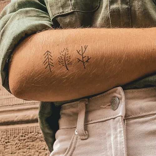 Inkster Schmuck-Tattoo Drei kleine Bäume Tattoo, wasserfestes temporäres Tattoo, 2 Wochen Halt