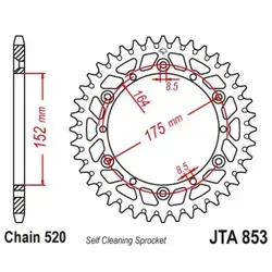 JT SPROCKETS Ultraleichte Aluminiumkrone 1308 - 520 - Motorradzubehör mit hochfester Luftfahrt-Aluminiumkrone 7075-T6 für verbesserte Langlebigkeit und optimale Leistung bei Gangwechseln.