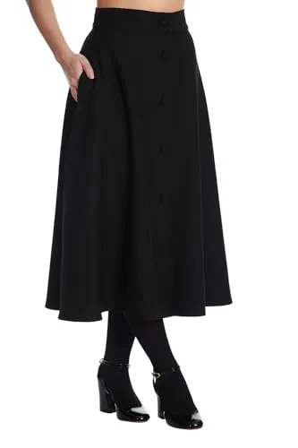 Banned Retro Book Worm Skirt Frauen Mittellanger Rock schwarz XL - Stylischer, mittellanger Rock für Frauen im Gothic- und Punk-Stil. Mit dekorativer Knopfleiste und praktischen Taschen. Ideal für lässige Outfits und vielseitige Kombinationen. Entdecke die neuesten Trends bei deiner Lieblingsmarke!