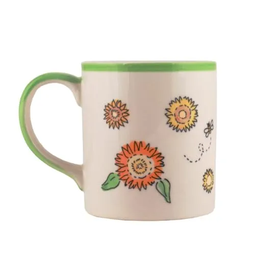 Mila Keramik-Becher Sunny Sunflowers Tee- & Kaffee-Tasse ca. 250ml mit Sonnenblumen rundum für die Erinnerung an Sommer & Sonnenschein als Geschenk zum Schöpfen von Zuversicht und innerem Wohlbefinden