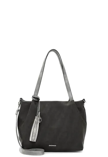 EMILY & NOAH Shopper E&N Elke, Damen, grey 800 - Eleganter Shopper für Damen mit hochwertigem Webdesign, praktischen Reißverschluss und abnehmbaren Schulterriemen. Ideal für stilvolle Auftritte.