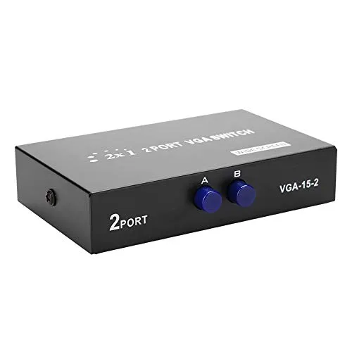 Switch Video Selector Switcher Box, 2 In 1 Out VGA Switch VGA Splitter, Datensynchronisation VGA Switcher Splitter für Computer, PC, Laptop, Desktop,