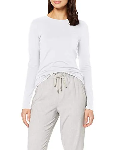 OPUS Damen Longsleeve SMILLA Slim aus Jersey White, Größe 40 - Blusen & Tuniken für Damen | Das Longsleeve SMILLA vereint Komfort und Stil aus 94% Baumwolle. Es bietet eine schmale Passform und ist ideal für vielseitige Layering-Looks.