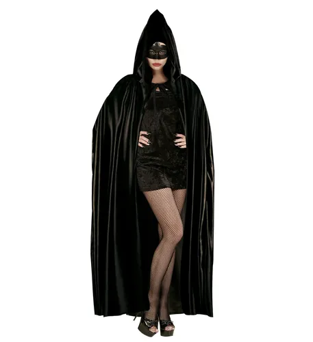 UMHANG MIT KAPUZE KAPUZENUMHANG FASCHING KARNEVAL GEIST VAMPIR SCHWARZ 142CM NEU