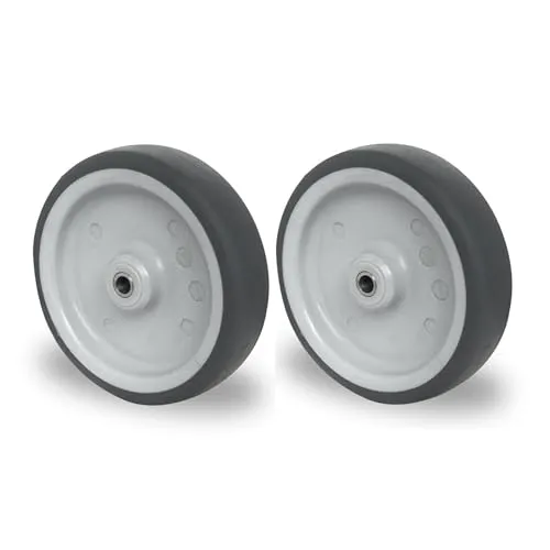 Abrollwerk 2er Set Einbaurad 150 mm – TPE Apparaterolle Grau – 100 kg Tragkraft pro Rad – Spurlos & Leise – Ersatzrad für Transportwagen, Grillwagen & Werkstatt – Gleitlager inkl. Achsmaterial