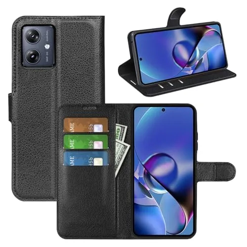 betterfon Handyhülle Kompatibel mit Motorola Moto G54 | Premium Qualität TPU Klapphülle für Moto G54 mit Kartenfächern | Magnetverschluss Handyhülle | Schwarz