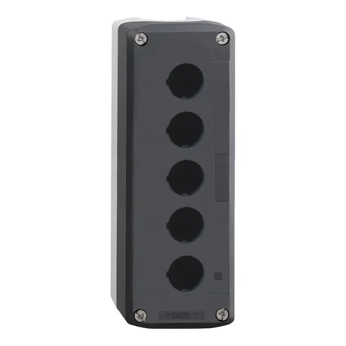Schneider Electric Leergehäuse 5Stellen RAL 7035/7016 - Schalter- & Tastergehäuse aus robustem Polykarbonat, IP66 Schutzart, ideal für individuelle Bestückung mit Harmony XB5 Komponenten, unterstützt Nachhaltigkeitsziele durch Green Premium Umweltzeichen.