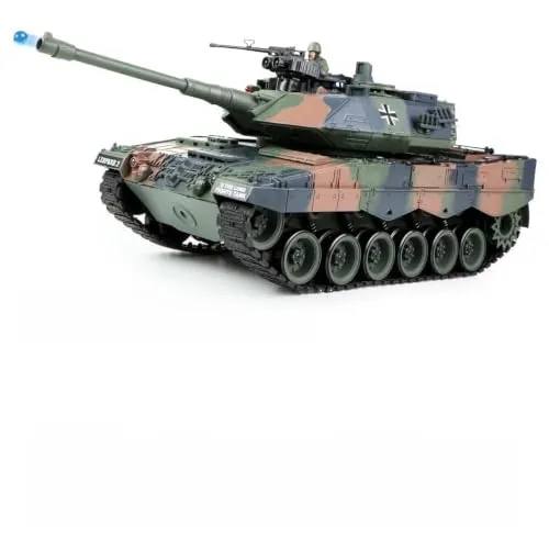 s-idee® RC Panzer S822 German Leopard militär Camouflage grün 1:18 2.4 Ghz Battle Tank mit Schussfunktion