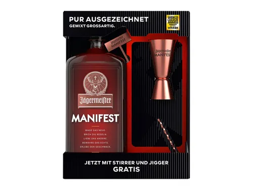 Jägermeister Manifest 38% Vol. 0,5l - Premium Kräuterlikör - Likör & Kräuterschnaps, vollmundiger Geschmack mit erlesenen Kräutern und Gewürzen für ein unvergleichliches Genusserlebnis.