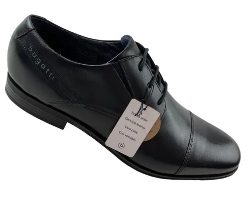 Bugatti Herren Leder-Schnürschuhe Schwarz Größe 43 in schwarz von Bugatti