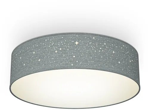 B.K.Licht Deckenlampe mit Sterneneffekt - Elegante Deckenleuchte mit Stoffschirm in Grau, ideal für Wohnzimmer, Schlafzimmer oder Flure. Bietet sanftes Licht und ist für zwei E27 Leuchtmittel mit max. 40W geeignet.