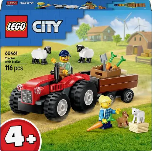 LEGO CITY Traktor mit Anhänger 60461 - Bauspielzeug & Konstruktionsspielzeug – Hol dir das Landleben ins Kinderzimmer mit diesem tollen Traktor-Set, das kreatives Rollenspiel fördert und mit Minifiguren, Tieren und einer digitalen Bauanleitung begeistert.