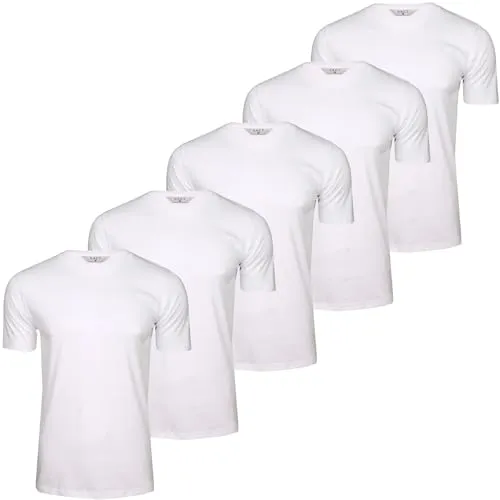 Xact Herren-Basic-T-Shirts mit Rundhalsausschnitt und Baumwolle, 5er-Pack (5-Pack - Solid White) XL