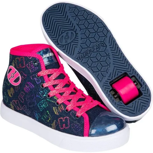 Heelys Unisex Veloz Sneakers in Denim Pink Rainbow, Größe 39 EU - Stylische Sneakers mit gepolsterter Zunge und Kragen für hohen Komfort. Robuste Gummisohle sorgt für Langlebigkeit und Sicherheit beim Fahren.