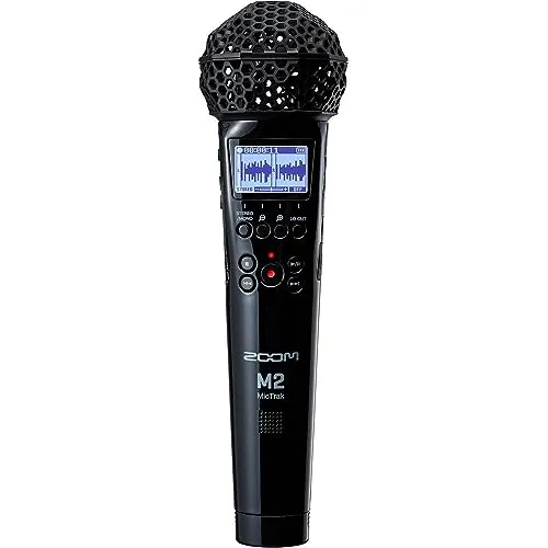 Zoom M2 MicTrak - Hochwertiges X/Y-Mikrofon - Mikrofon mit wabenförmigem Schutzgitter und monochromem LCD-Display, ideal für professionelle Aufnahmen, bis zu 11 Stunden Batterielaufzeit.