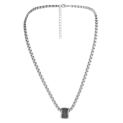 meberg Karma HK1031 Halskette mit Anhänger Silber Herren Edelstahl 54 cm Erbskette Herrenschmuck Edelstahlkette Männer Herrenhalskette Geschenk für Ihn